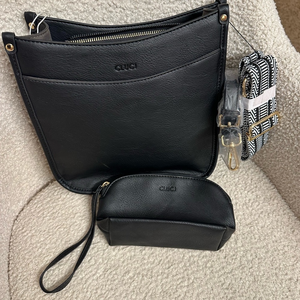Cluci crossbody bag vegan leather purse with adjustable strap